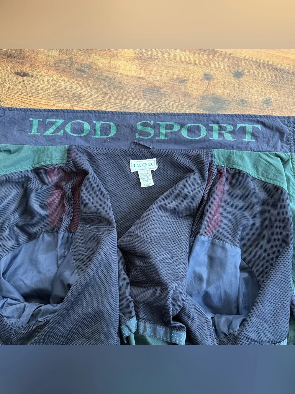 💀 SOLD 💀 Vintage 80s Izod Colorblock Lightweight Hooded Jacket ~ Size XL - Picture 7 of 9